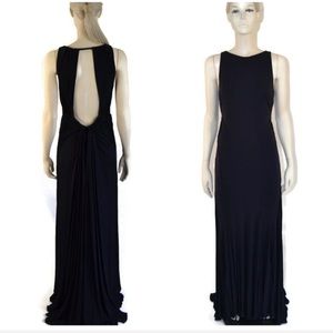 Badgley Mischka Navy Shoreline Open Back Gown 6